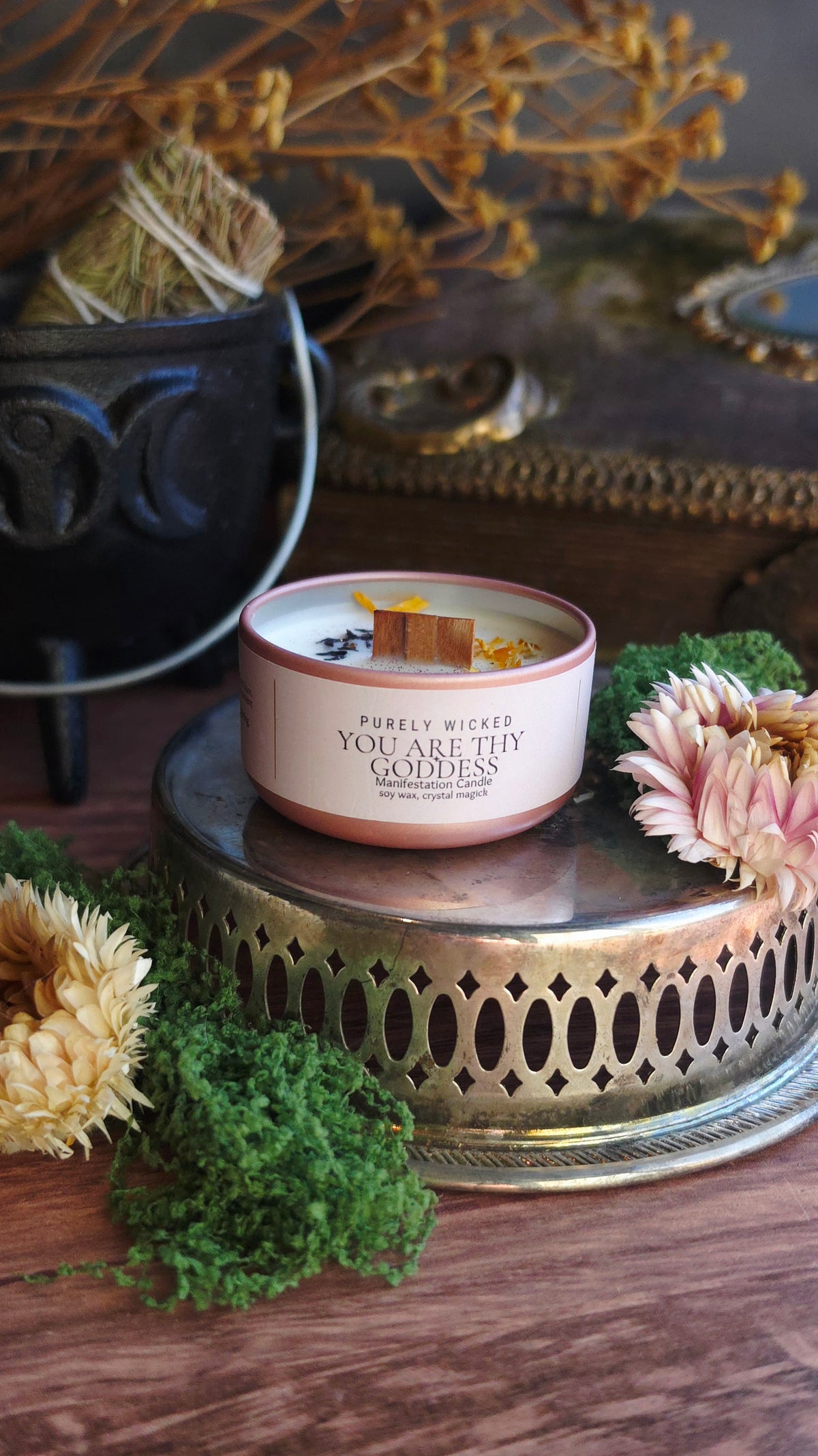 You Are Thy Goddess Crystal Infused Manifestation Candle
