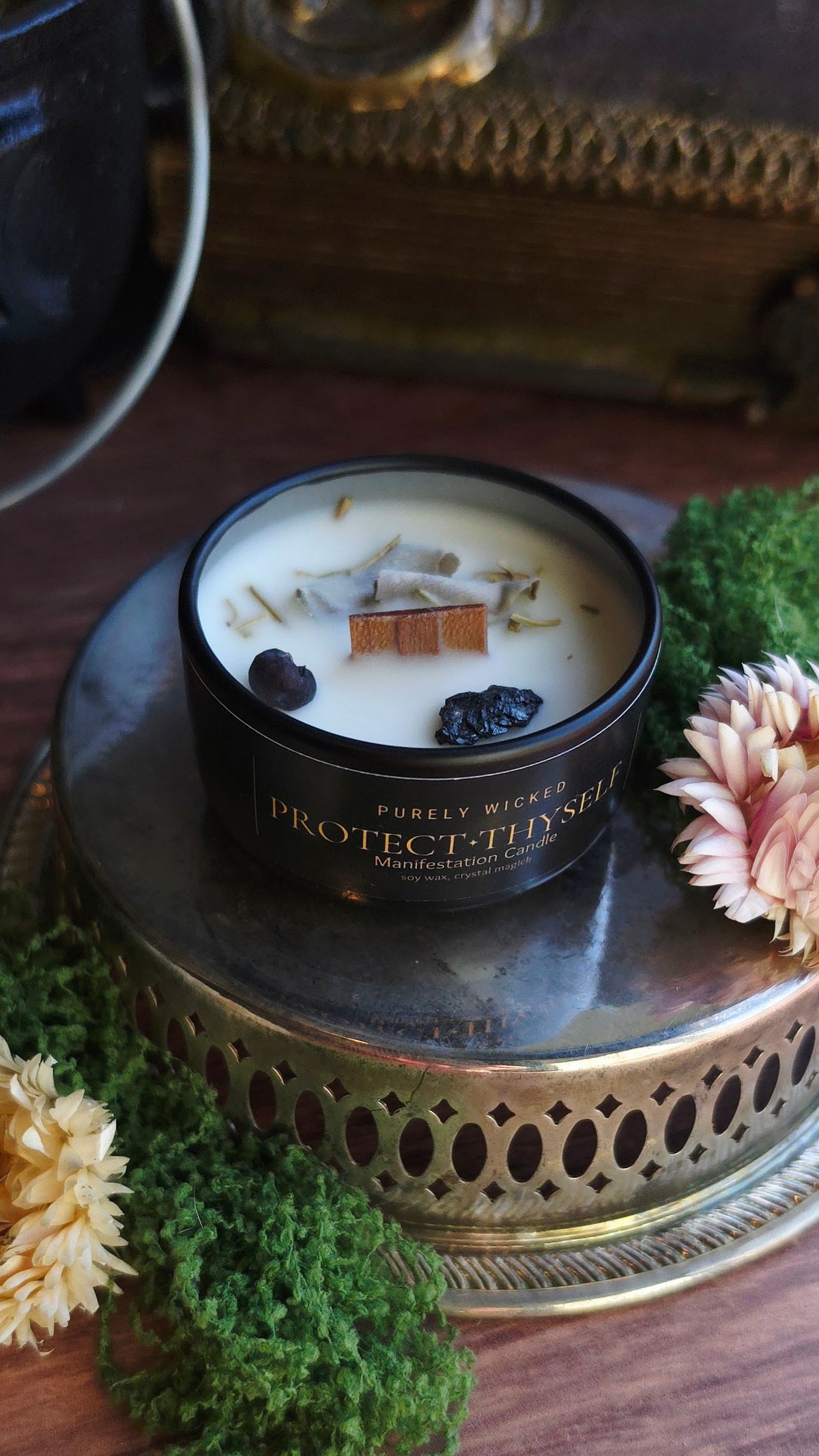 Protect Thy Self Crystal Infused Manifestation Candle
