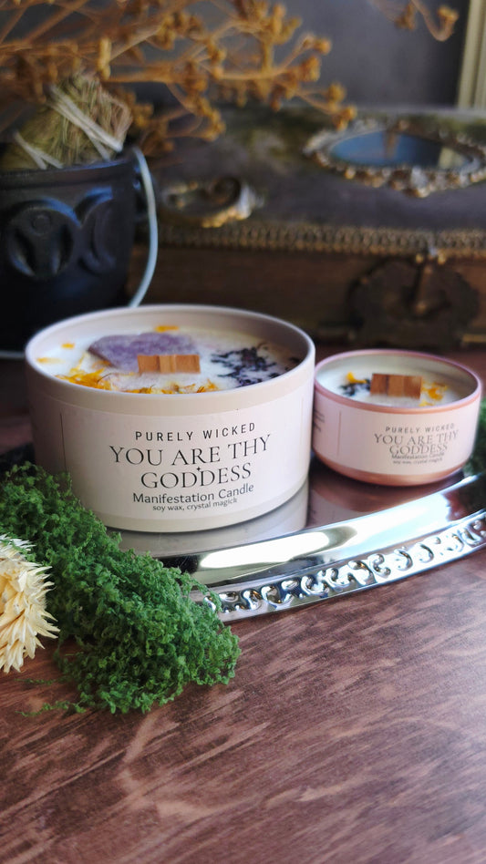 You Are Thy Goddess Crystal Infused Manifestation Candle