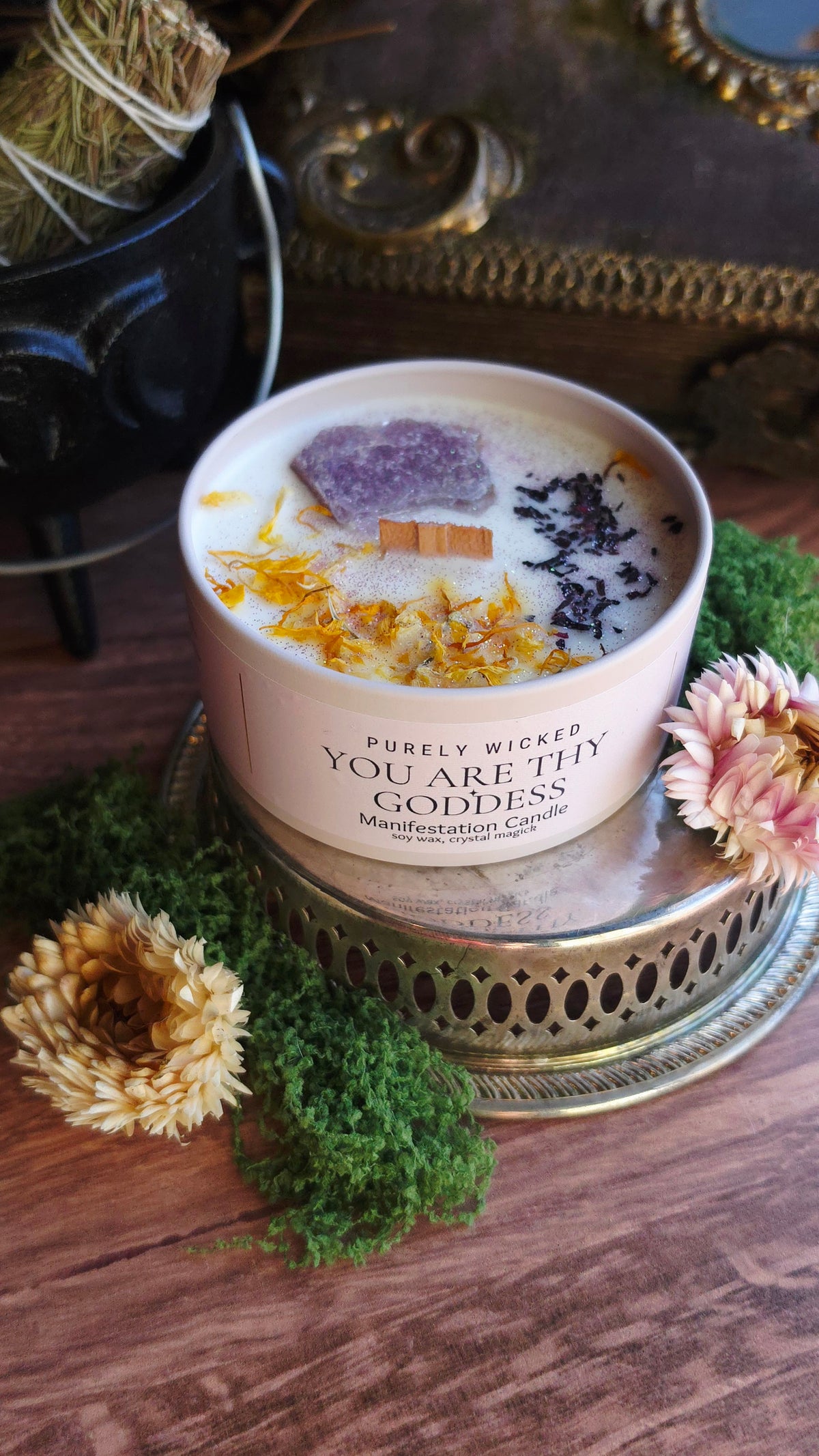You Are Thy Goddess Crystal Infused Manifestation Candle