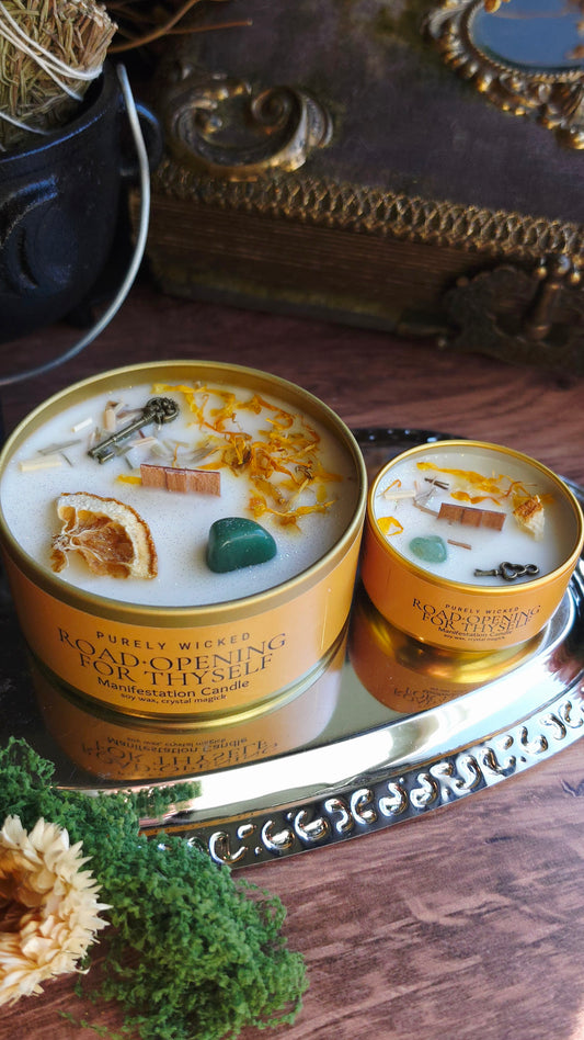 Road Opener Crystal Infused Manifestation Candle