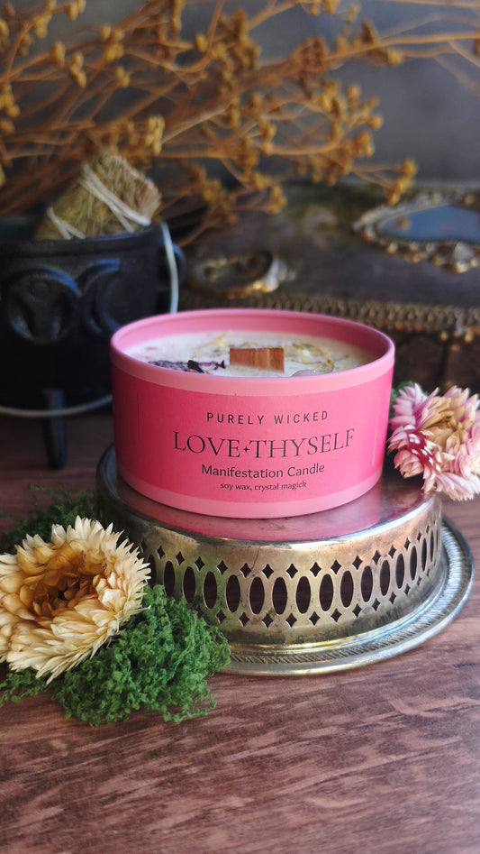 Love Thy Self Crystal Infused Manifestation Candle