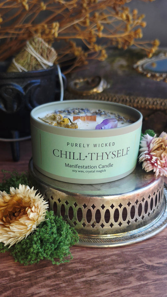 Chill Thy Self Crystal Infused Manifestation Candle