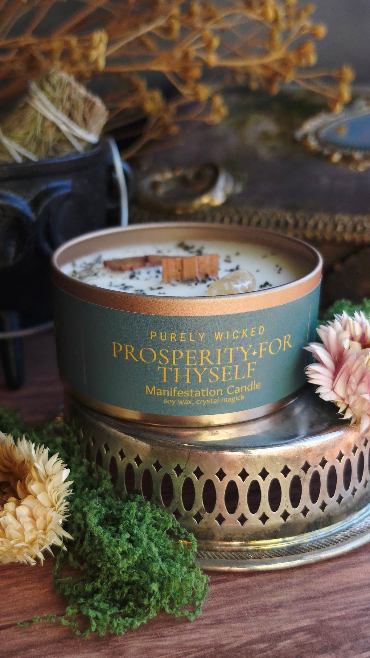 Prosperity For Thy Self Crystal Infused Manifestation Candle