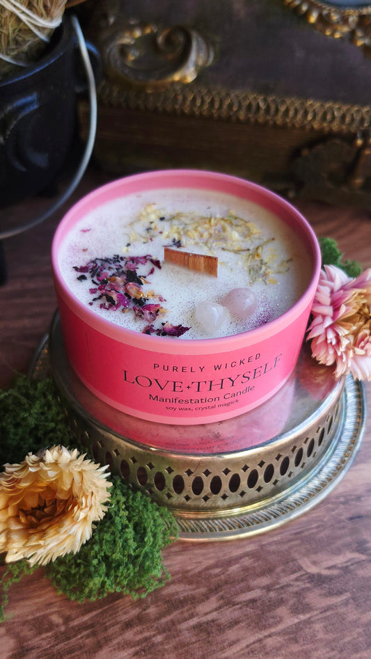 Love Thy Self Crystal Infused Manifestation Candle