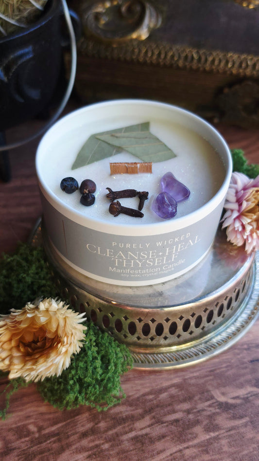 Cleanse & Heal Thyself Crystal Infused Manifestation Candle