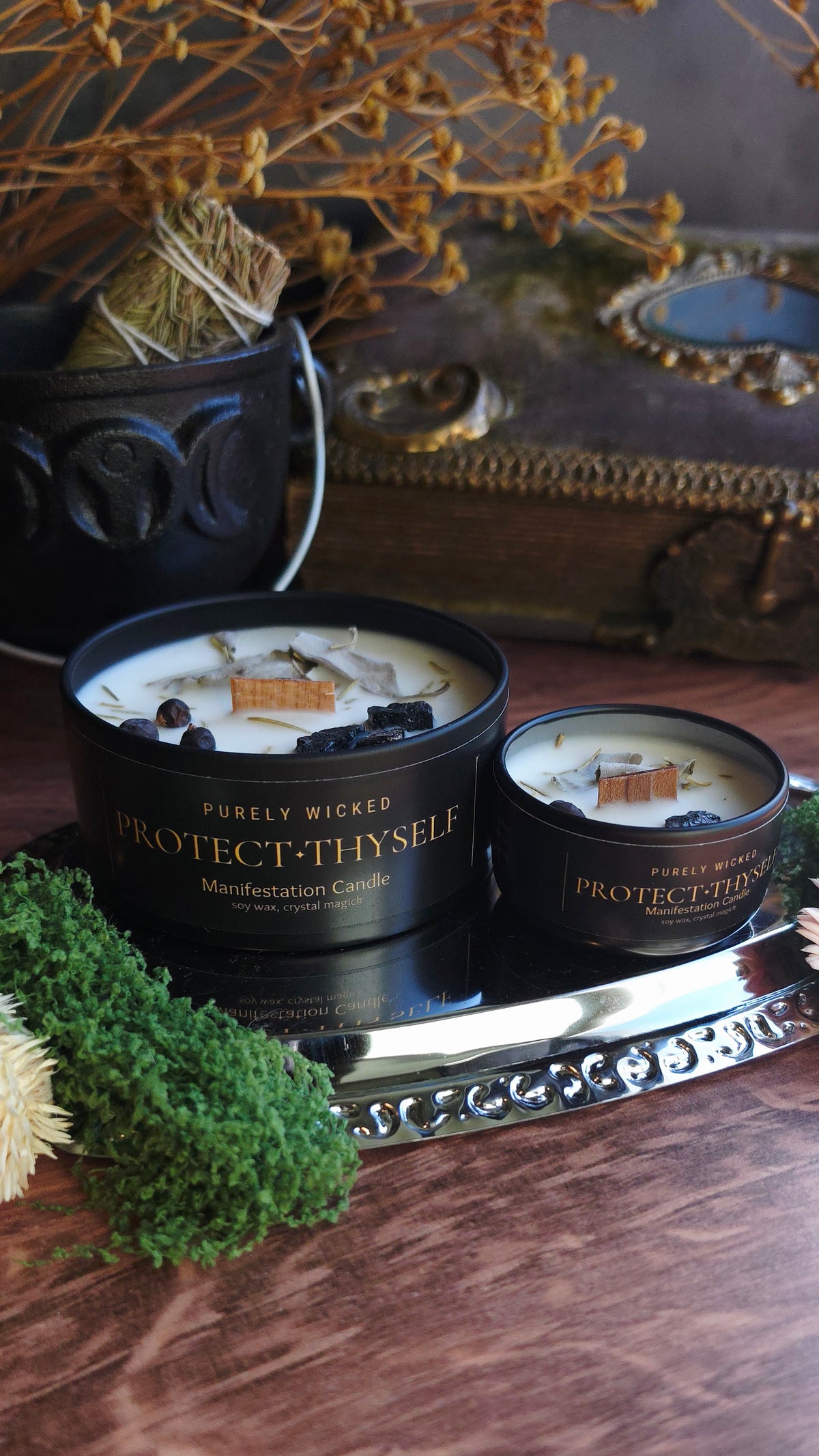 Protect Thy Self Crystal Infused Manifestation Candle