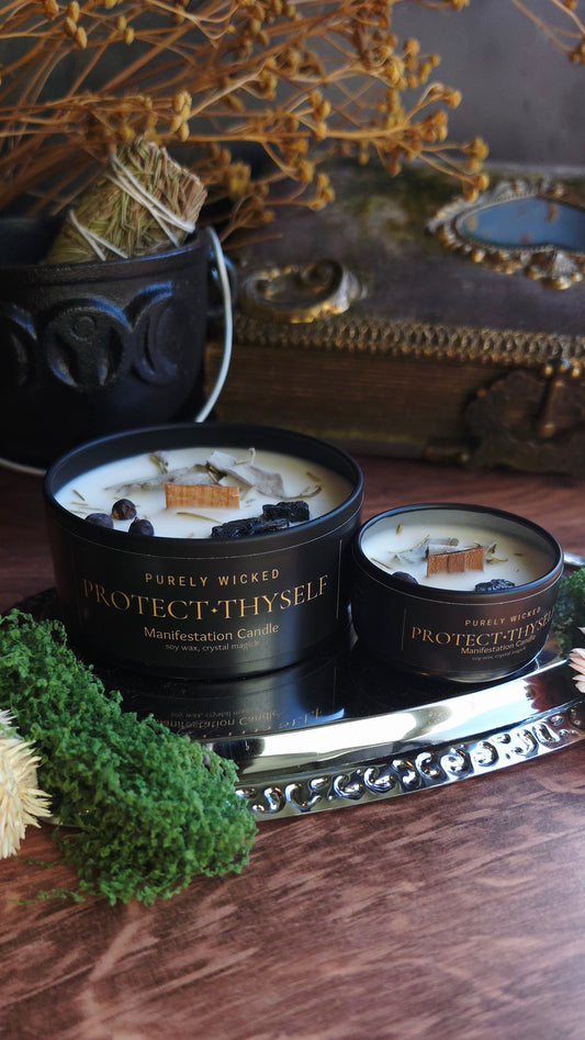 Protect Thy Self Crystal Infused Manifestation Candle