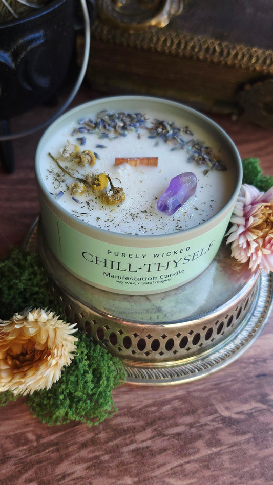Chill Thy Self Crystal Infused Manifestation Candle