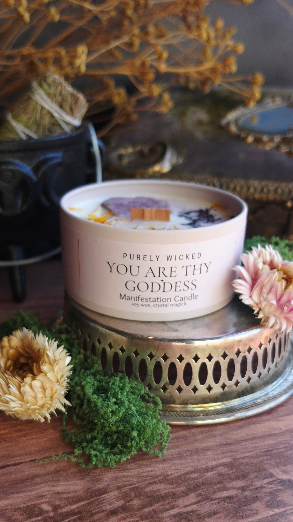 You Are Thy Goddess Crystal Infused Manifestation Candle