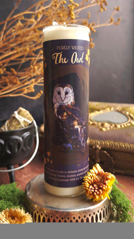 The Owl : Message from Spirit - Pillar Prayer Candle
