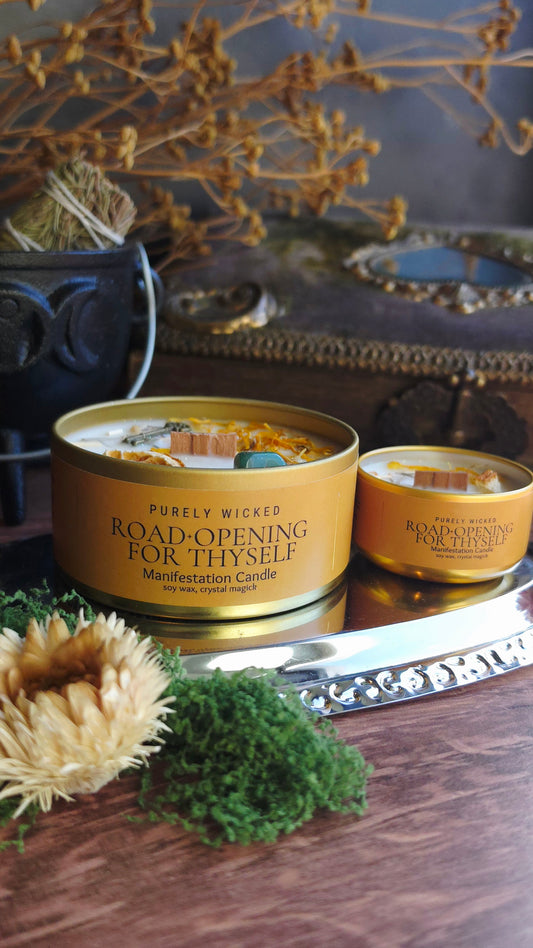 Road Opener Crystal Infused Manifestation Candle
