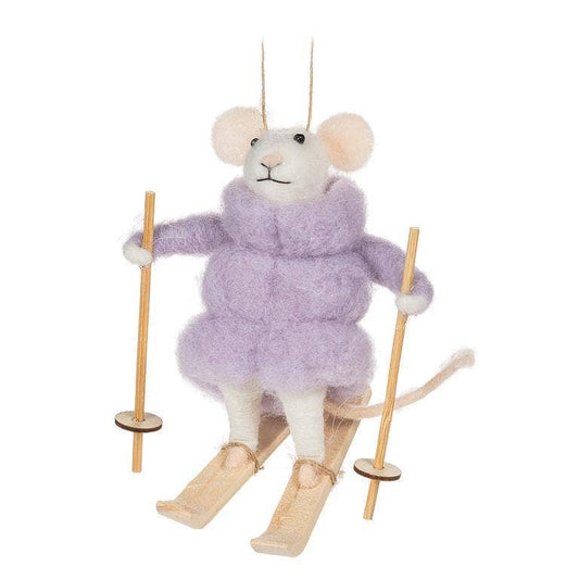 Skiing Mouse in Puffy Parka Ornament
