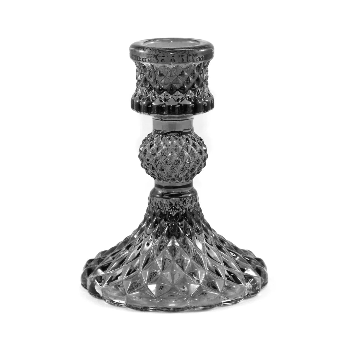 Small Glass Taper Candle Holder - Black