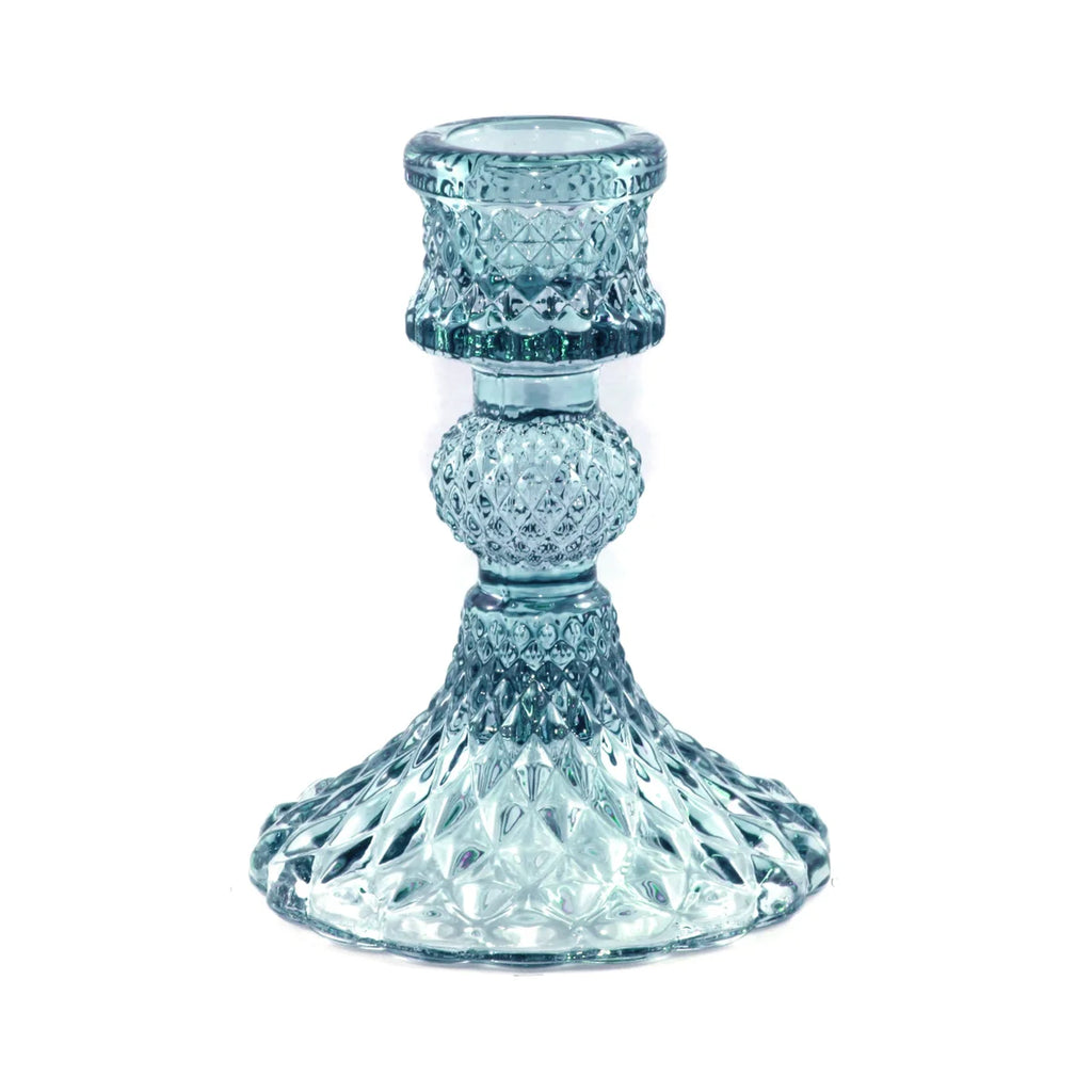 Small Glass Taper Candle Holder - Navy
