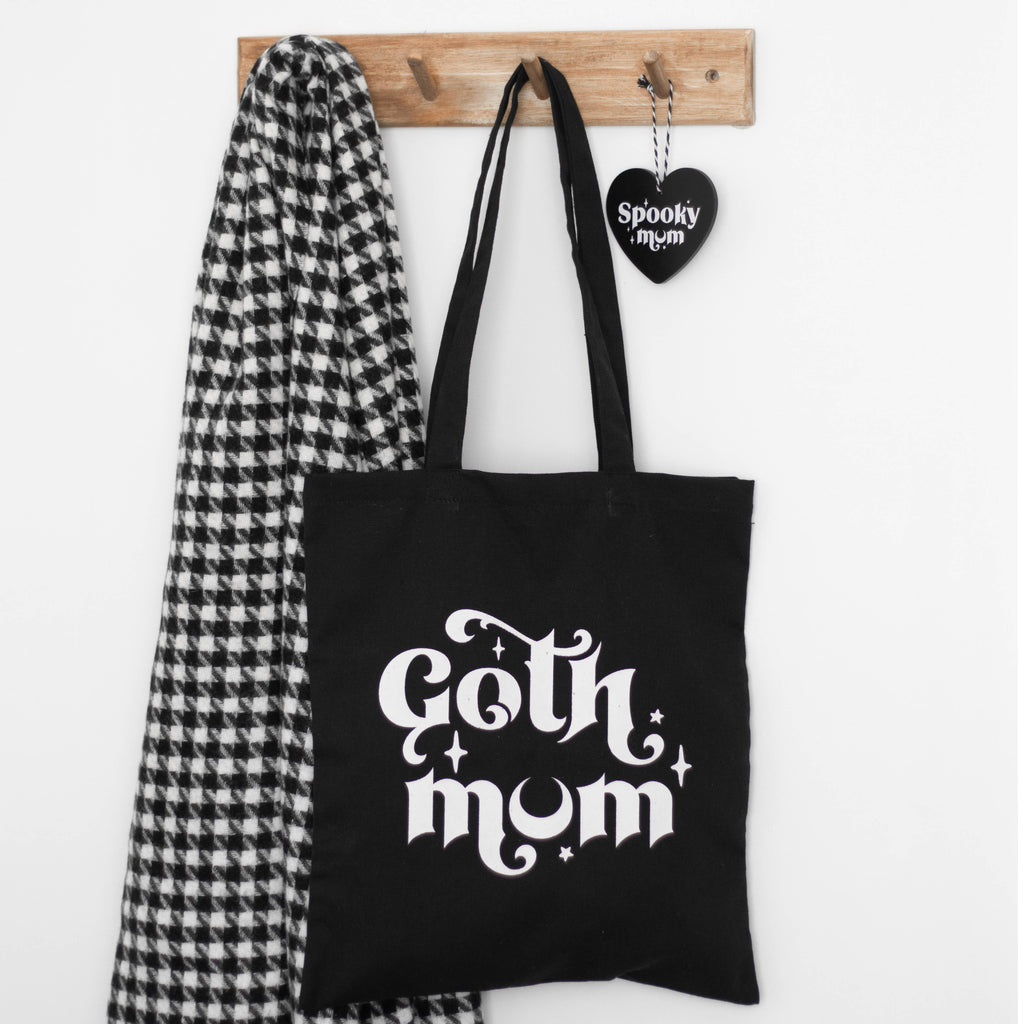 Black Goth Mum Polycotton Tote Bag