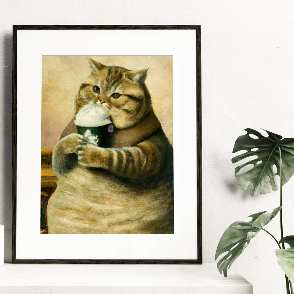 Frappe Kitty | Renaissance Fancy Cat Portrait Art Print