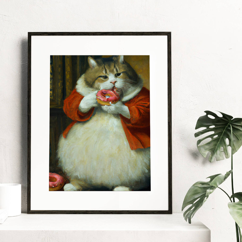Fancy Donut Cat | Renaissance Fancy Cat Portrait Art Print