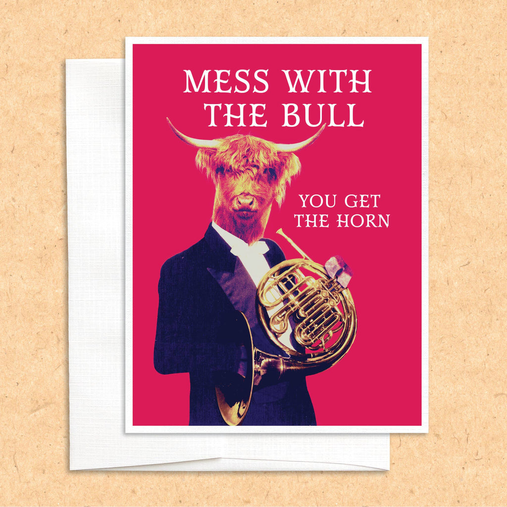 Bull (French) Horn funny animal greeting card