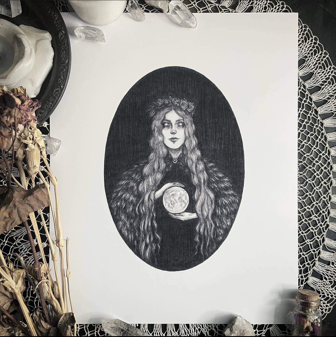 Moon Maiden Fine Art Print - Full Moon Magick - Witchcraft: 8x10"