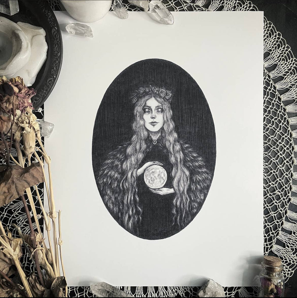 Moon Maiden Fine Art Print - Full Moon Magick - Witchcraft: 8x10"