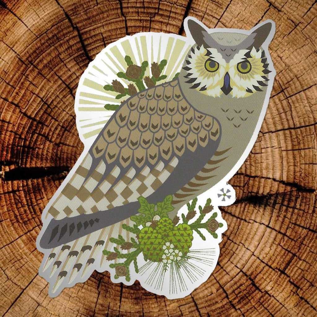 Great-Horned Owl Matte Mirror PVC-Free Sticker