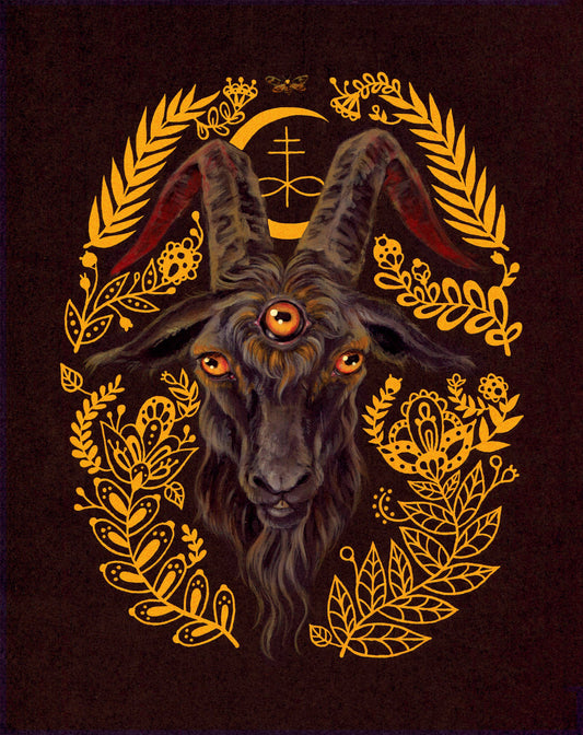 Black Goat of the Woods Art Print - 8x10