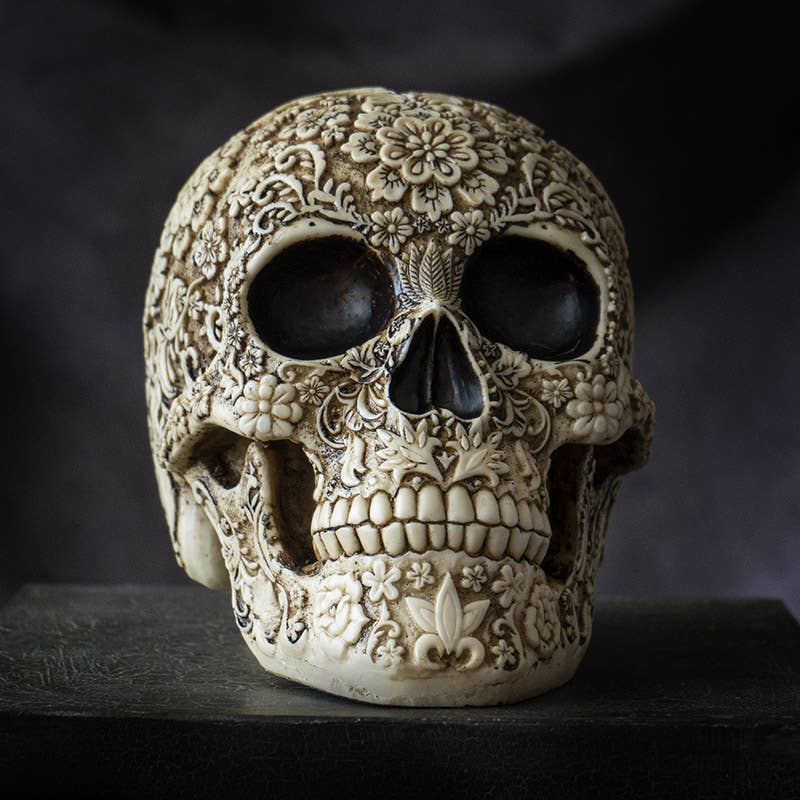 Day of the Dead Floral Skull - White