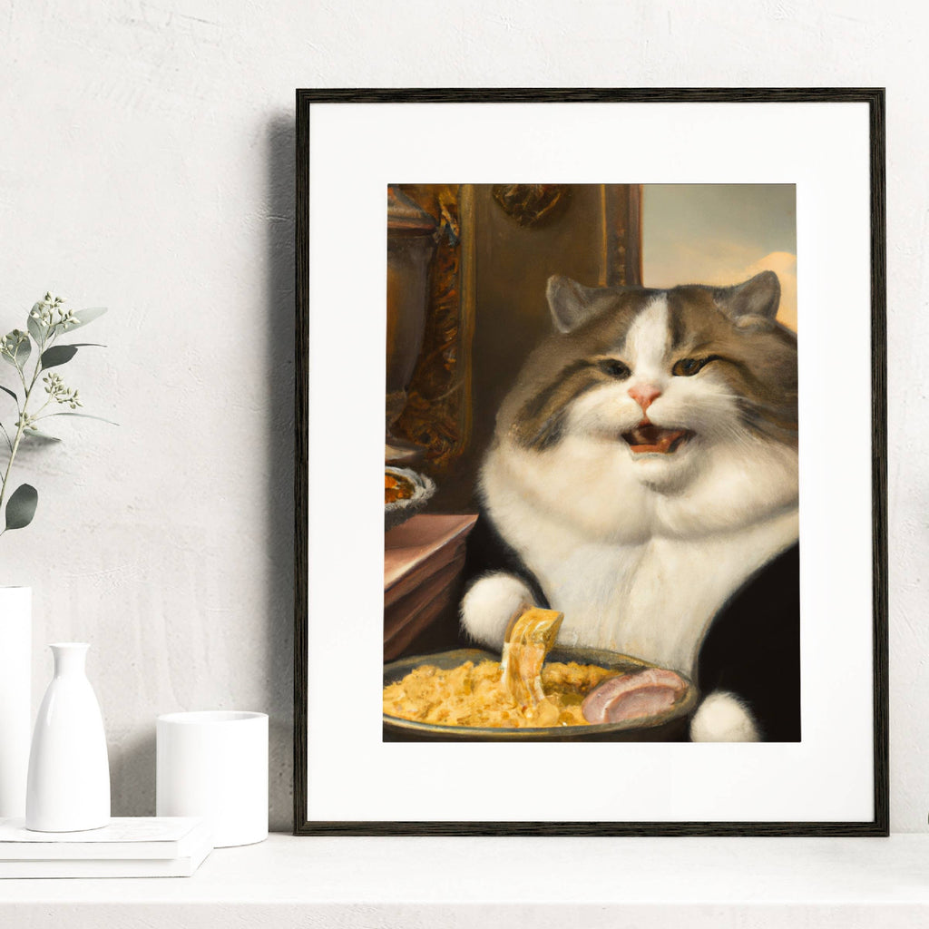 Mac & Cheese Kitty | Renaissance Fancy Cat Portrait Art Print