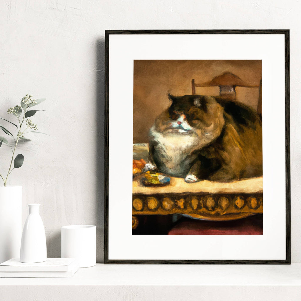 Massive Fluff Cat  | Renaissance Fancy Cat Art Print