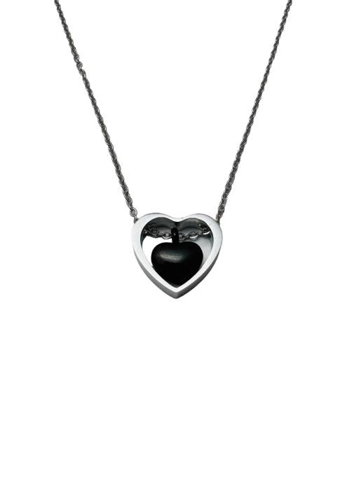Memorial Keepsake Necklace - Silver with Black Heart