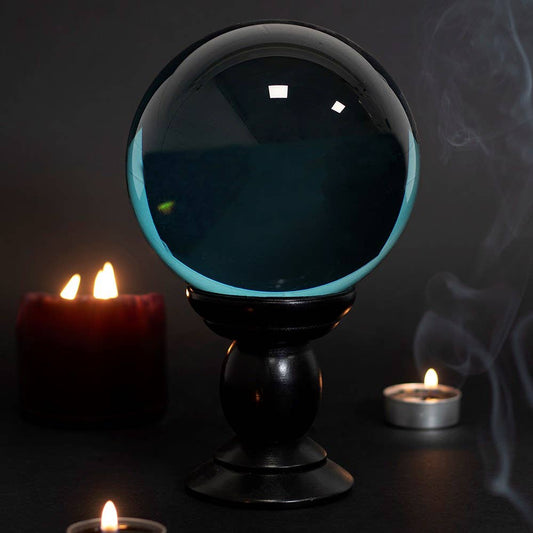 Large Teal Crystal Ball on Stand