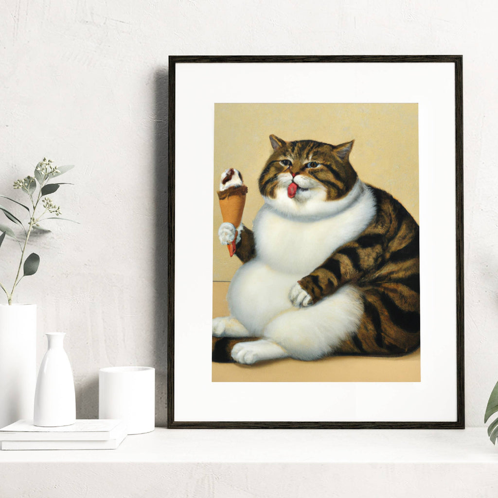 Ice Cream Kitty | Fancy Cat Portrait Art Print