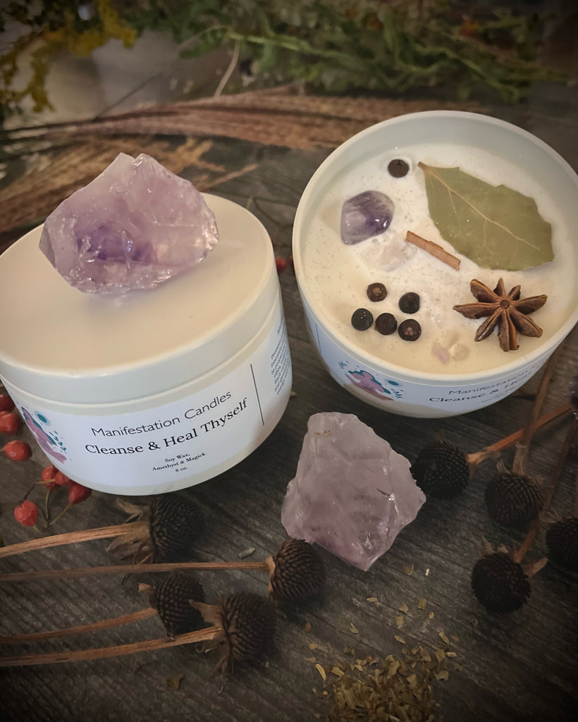 Manifestation Candle - Cleanse & Heal Thyself Crystal Infused