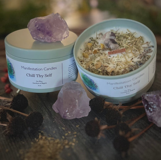 Manifestation Candle - Chill Thy Self Crystal Infused