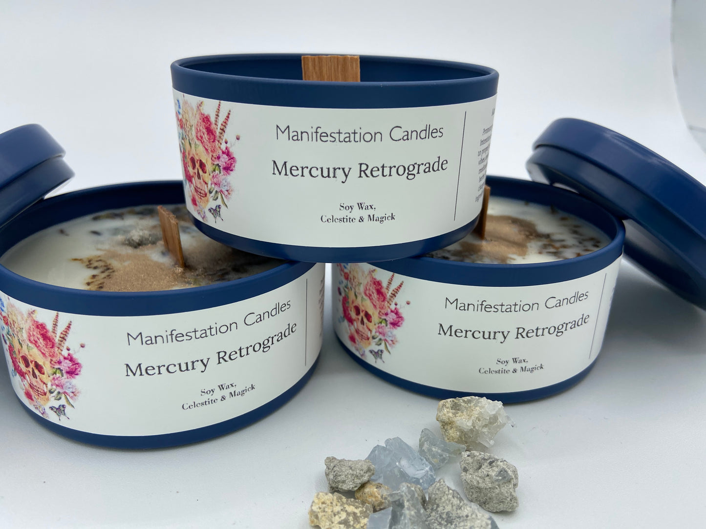 Manifestation Candle - Mercury Retrograde Crystal Infused