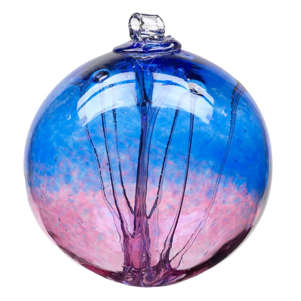 Old English Witch Ball - Cobalt/Pink